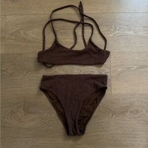 High waisted chocolate brown bikini size small